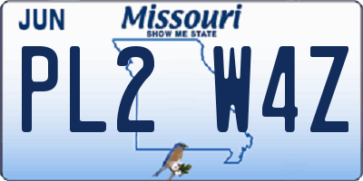 MO license plate PL2W4Z