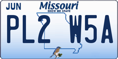 MO license plate PL2W5A