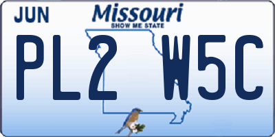 MO license plate PL2W5C