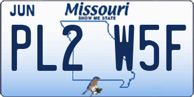 MO license plate PL2W5F