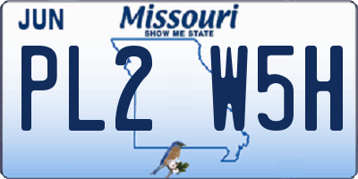MO license plate PL2W5H