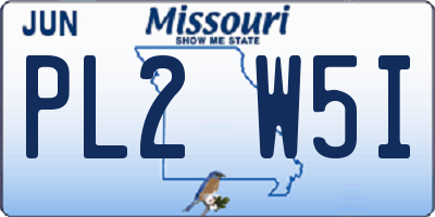 MO license plate PL2W5I