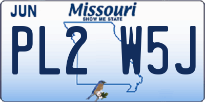 MO license plate PL2W5J