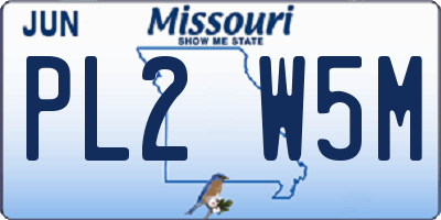 MO license plate PL2W5M