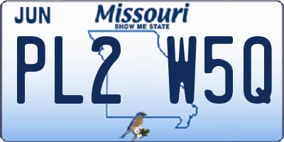 MO license plate PL2W5Q