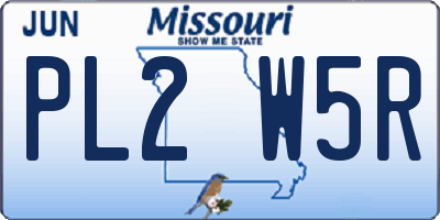 MO license plate PL2W5R