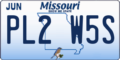 MO license plate PL2W5S