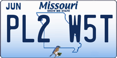 MO license plate PL2W5T