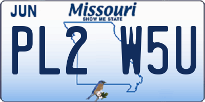 MO license plate PL2W5U