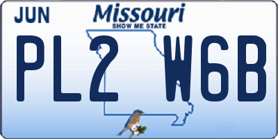 MO license plate PL2W6B