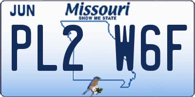 MO license plate PL2W6F