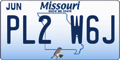 MO license plate PL2W6J