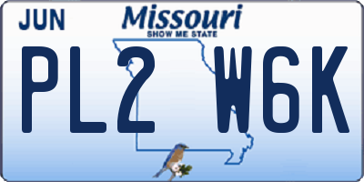 MO license plate PL2W6K