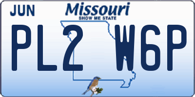 MO license plate PL2W6P
