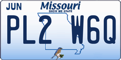 MO license plate PL2W6Q