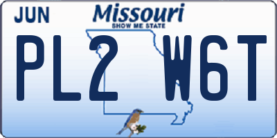 MO license plate PL2W6T