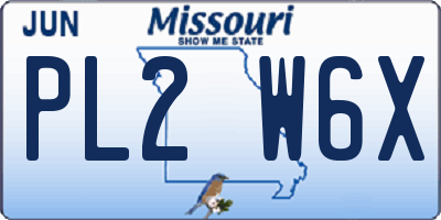MO license plate PL2W6X