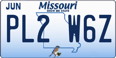 MO license plate PL2W6Z