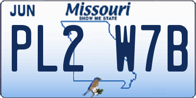 MO license plate PL2W7B