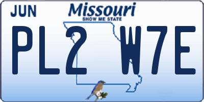 MO license plate PL2W7E