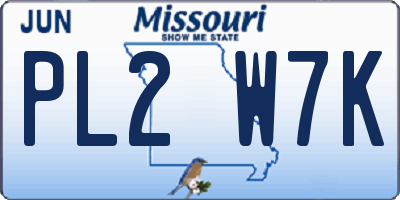 MO license plate PL2W7K