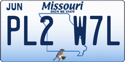 MO license plate PL2W7L