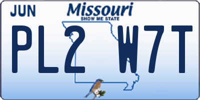 MO license plate PL2W7T