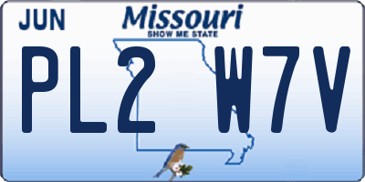 MO license plate PL2W7V
