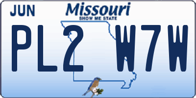 MO license plate PL2W7W