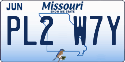 MO license plate PL2W7Y