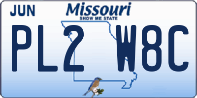 MO license plate PL2W8C