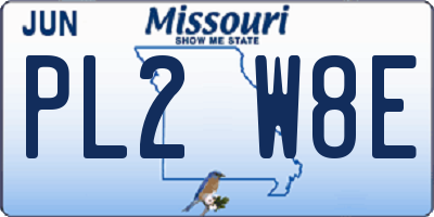 MO license plate PL2W8E