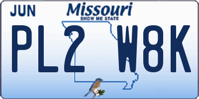 MO license plate PL2W8K