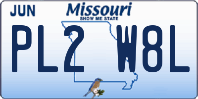 MO license plate PL2W8L