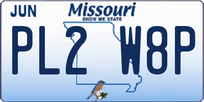 MO license plate PL2W8P