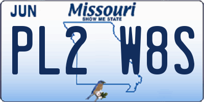 MO license plate PL2W8S