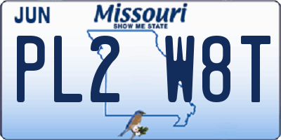 MO license plate PL2W8T
