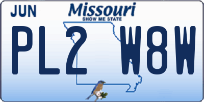 MO license plate PL2W8W