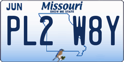 MO license plate PL2W8Y