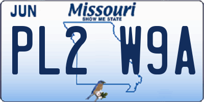 MO license plate PL2W9A