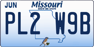 MO license plate PL2W9B