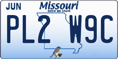 MO license plate PL2W9C