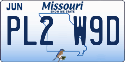 MO license plate PL2W9D