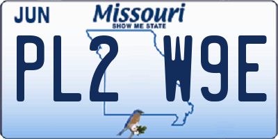 MO license plate PL2W9E