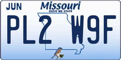 MO license plate PL2W9F