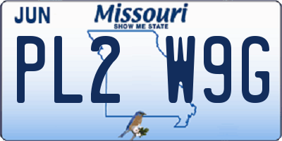 MO license plate PL2W9G