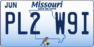 MO license plate PL2W9I