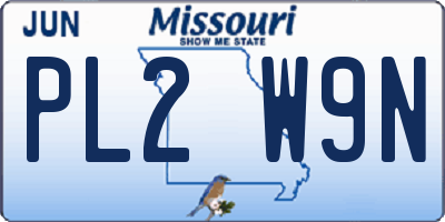 MO license plate PL2W9N