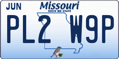 MO license plate PL2W9P