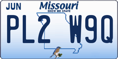 MO license plate PL2W9Q